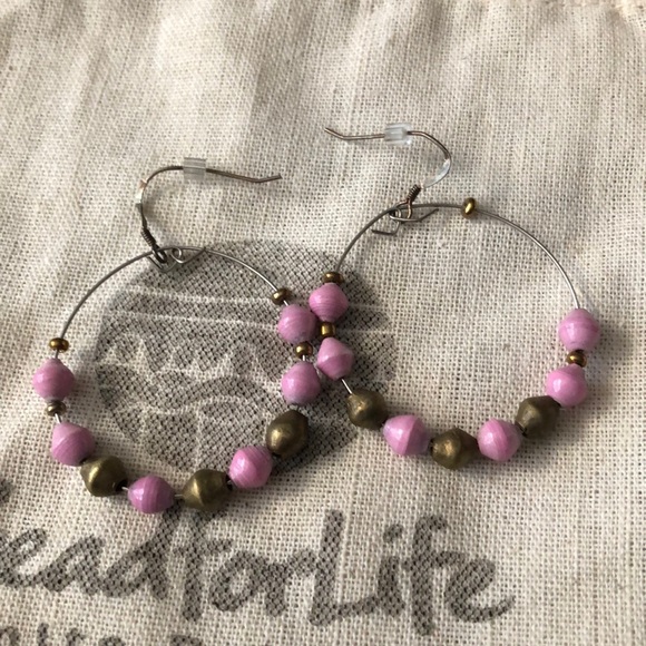 Bead for Life East African Lilac Hoop Earrings - Picture 1 of 6